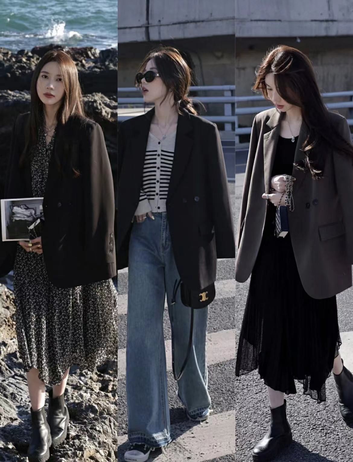 黑色冬天西装外套怎么穿搭才好看,春夏浅色系西装内搭推荐