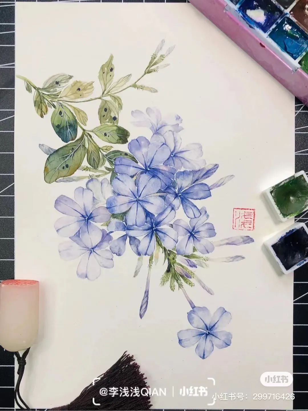 水彩中国风风景简单,古风水彩花卉简单又好看