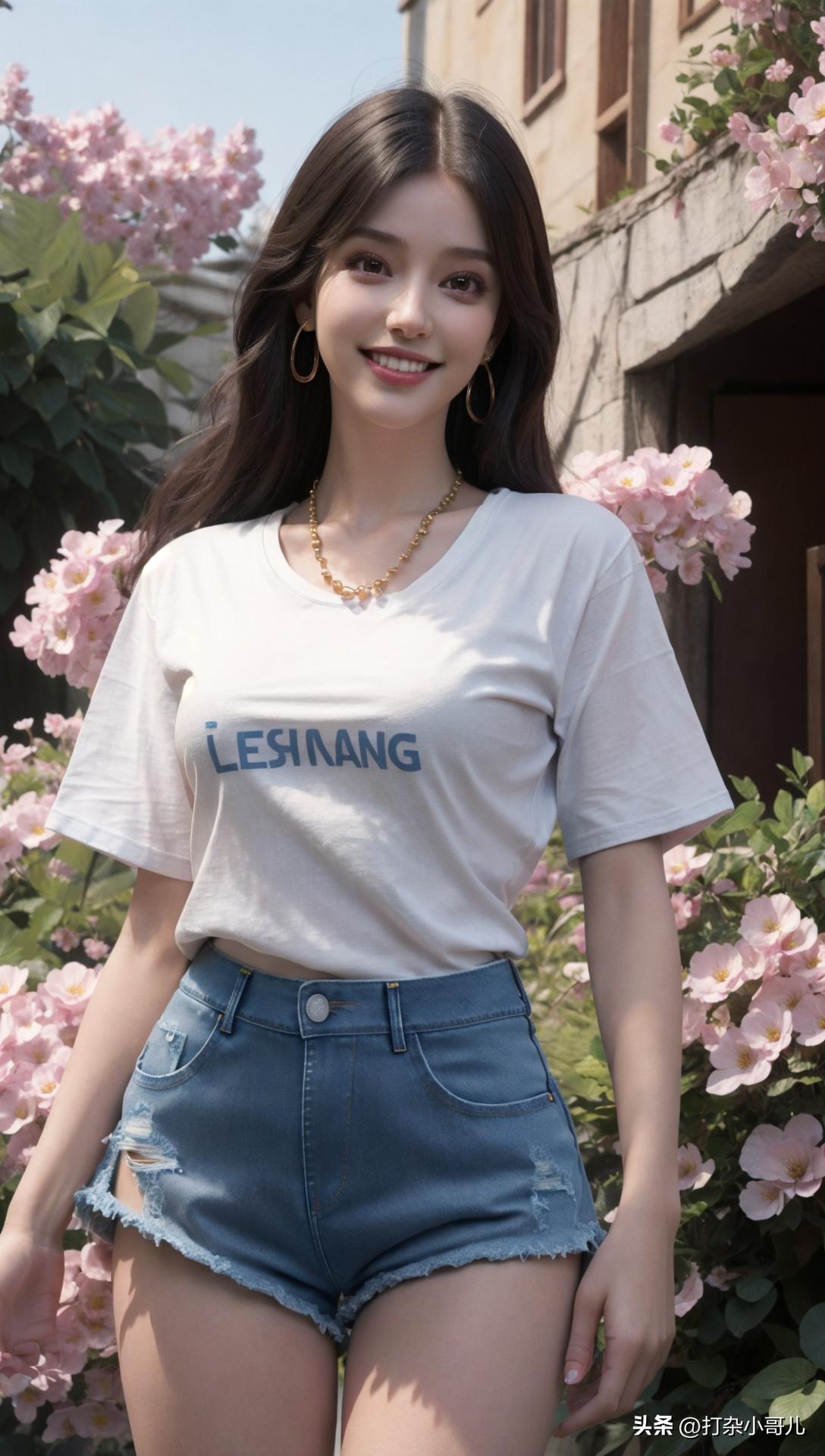 夏日穿搭黑短袖黑短裤,女款t恤穿搭女士牛仔短裤方法