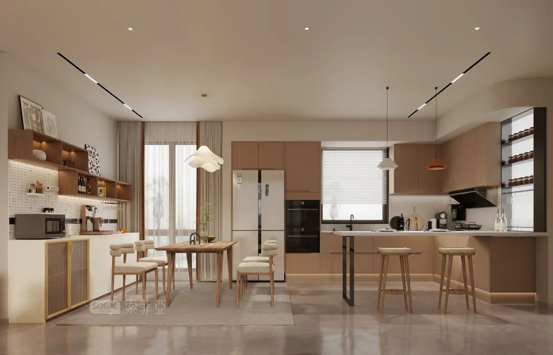 法式原木奶油风书房,奶油原木风格治愈系100平