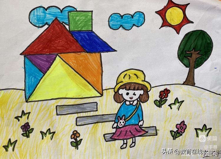 七巧板拼图美丽校园,七巧板拼贴画一年级