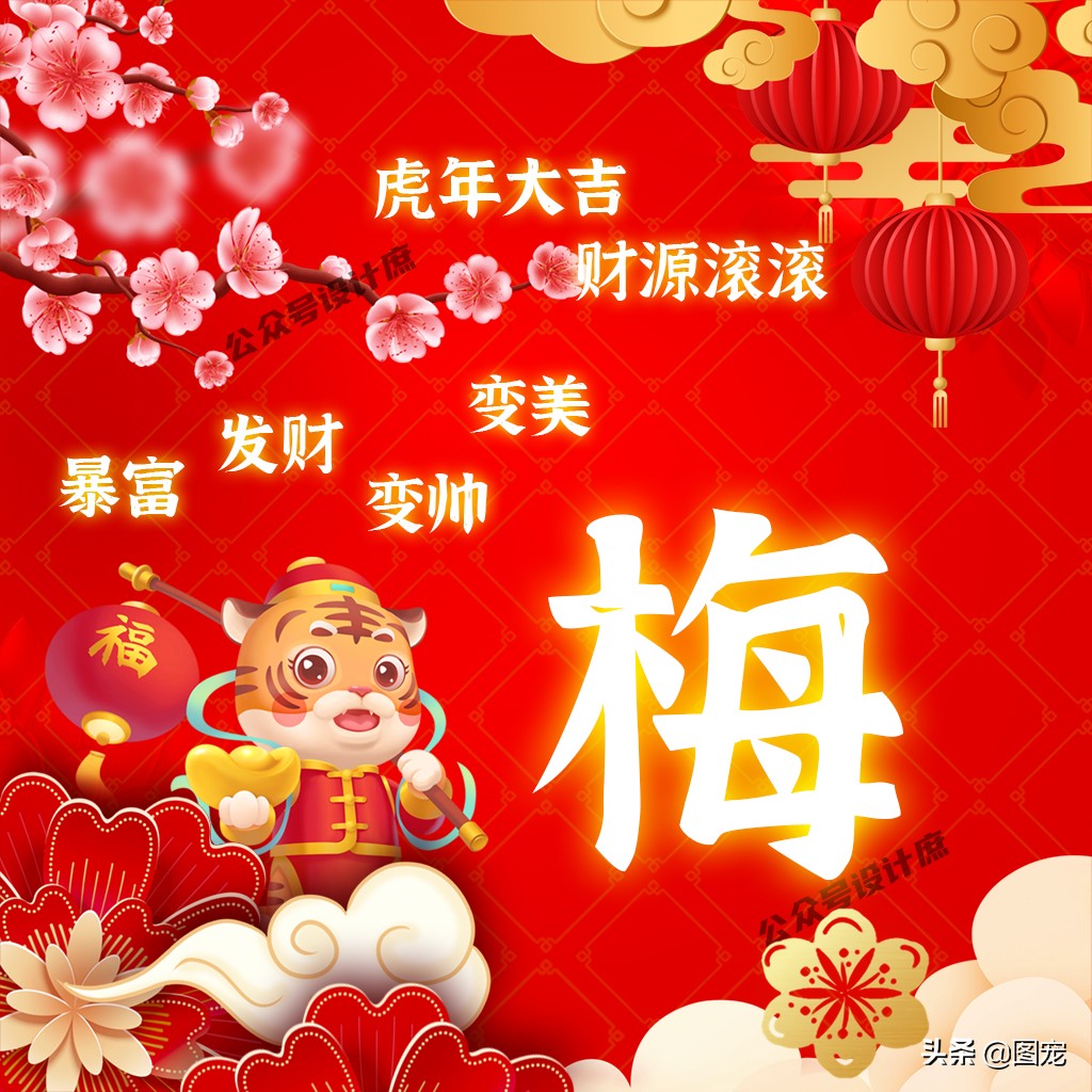 2023姓氏头像最新款虎年大吉,2022虎年姓氏头像好运霸气