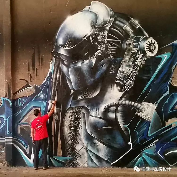 超震撼的墙绘,有视觉冲击感极简的墙绘