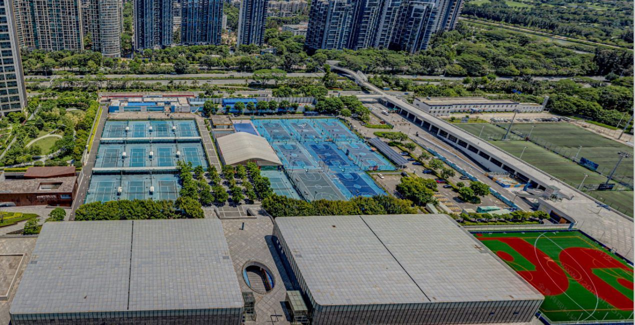 深圳湾体育中心拍照,高楼俯瞰深圳湾体育中心