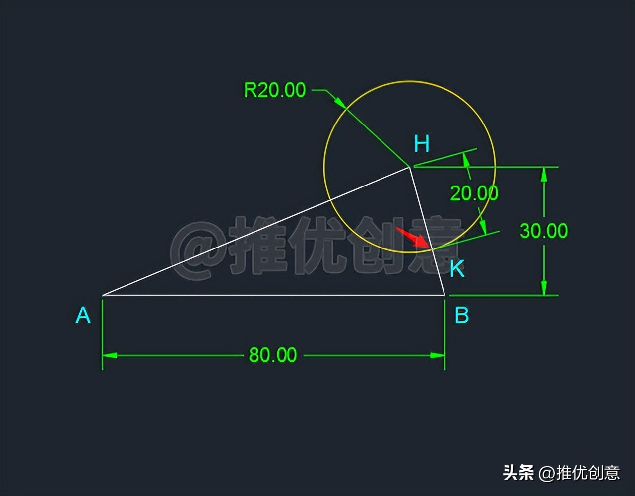 阿氏圆绘图实例教程（二）阿波罗尼斯圆autocadcad教学CAD练习题