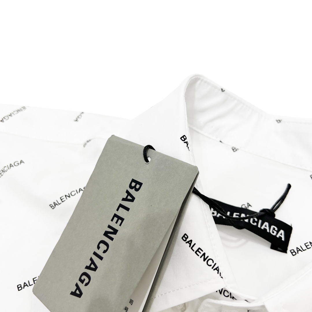 BALENCIAGA巴黎世家经典斜纹弹幕满印长袖衬衫再也不单调完美还原