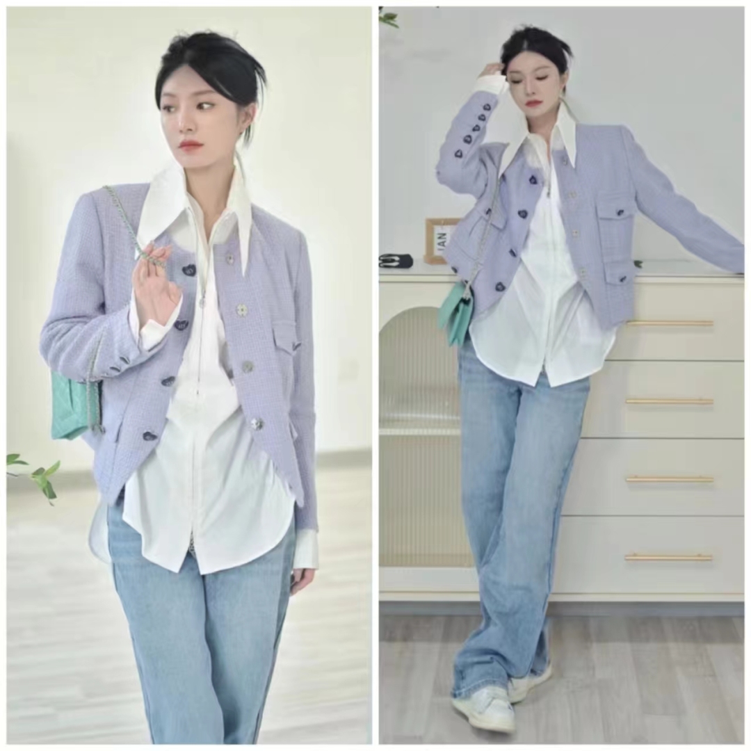 香芋紫小香风外套搭配什么裤子女,香芋紫短外套搭配什么裤子好看