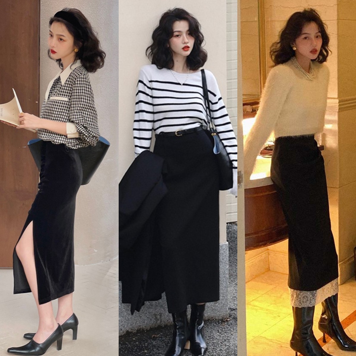 深秋半身裙中长款高级,半身裙上面配什么衣服深秋