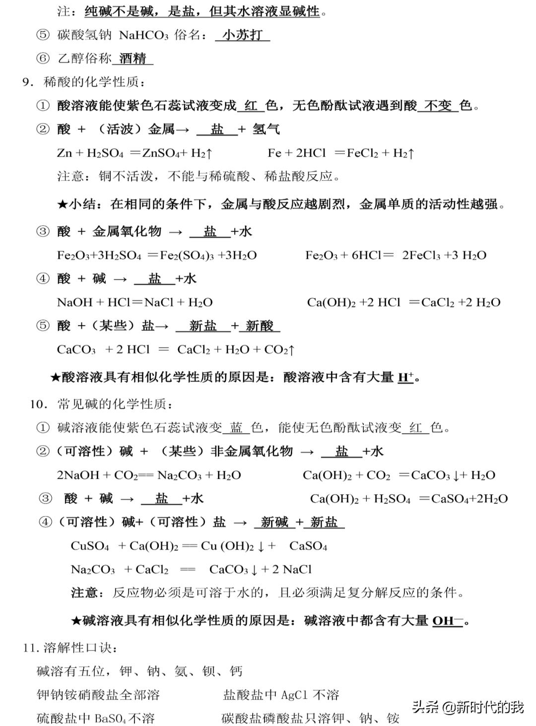 化学初中中考知识重点教辅人教版,2021初中化学必背知识点整理归纳