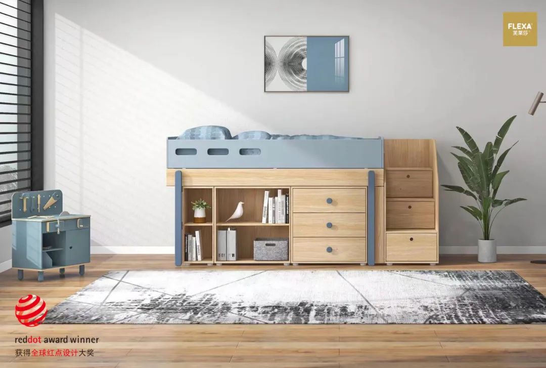 儿童床顶柜巧妙设计,小户型儿童房放架子床设计