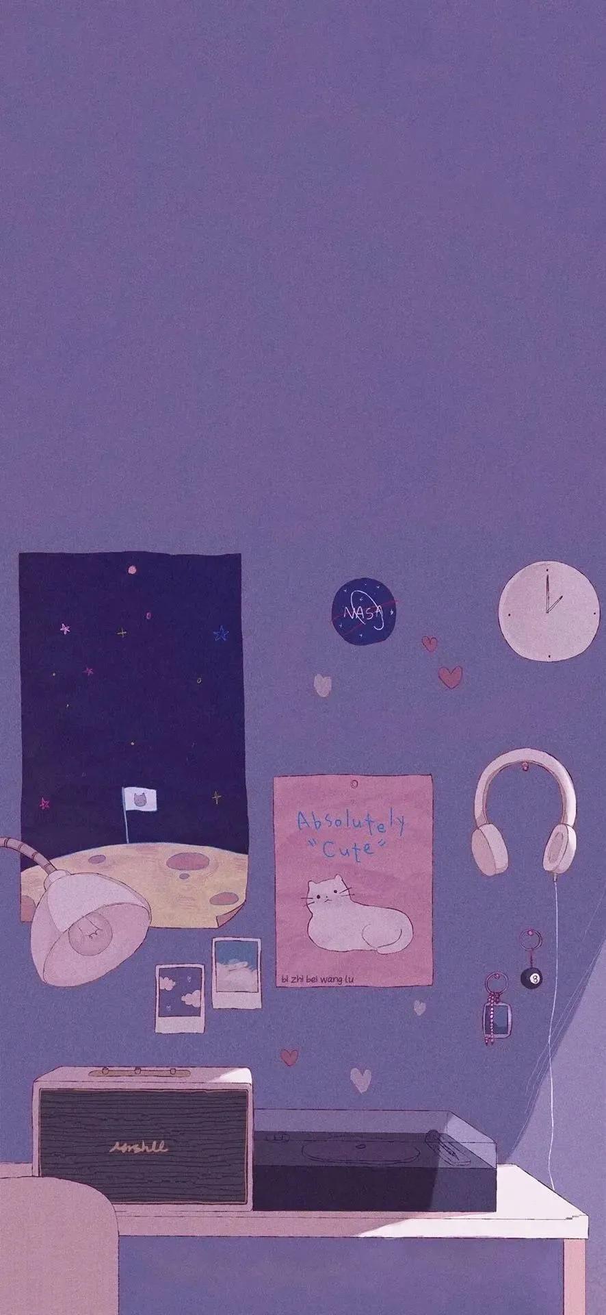 治愈系紫色手机壁纸,主屏和锁屏壁纸一对紫色