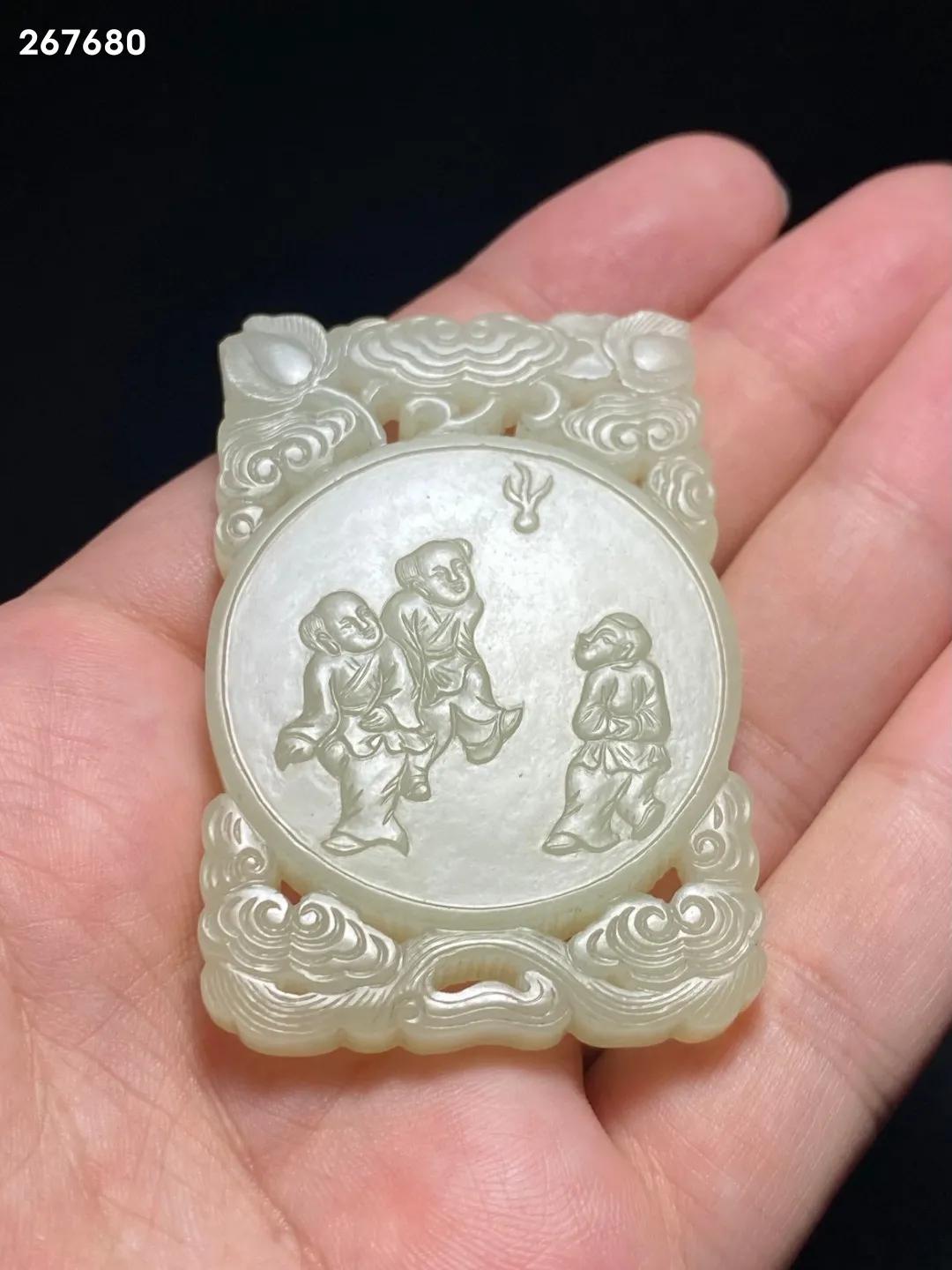 清中期白玉兽面纹玉牌,清中期白玉璧图片大全