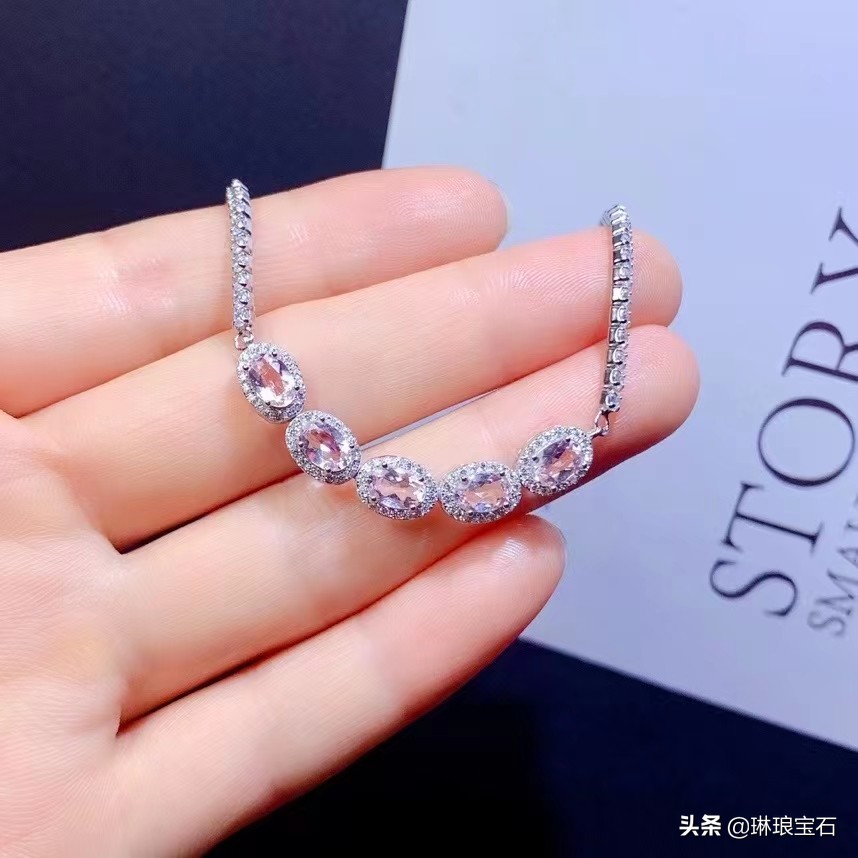 7-8mm高品质摩根石单圈手链,925银合成锆石手链星月ins小众