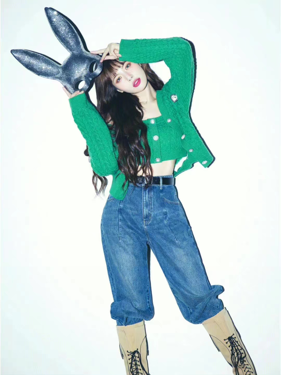 泫雅风深灰牛仔裤穿搭,土到极致就是潮穿搭儿童