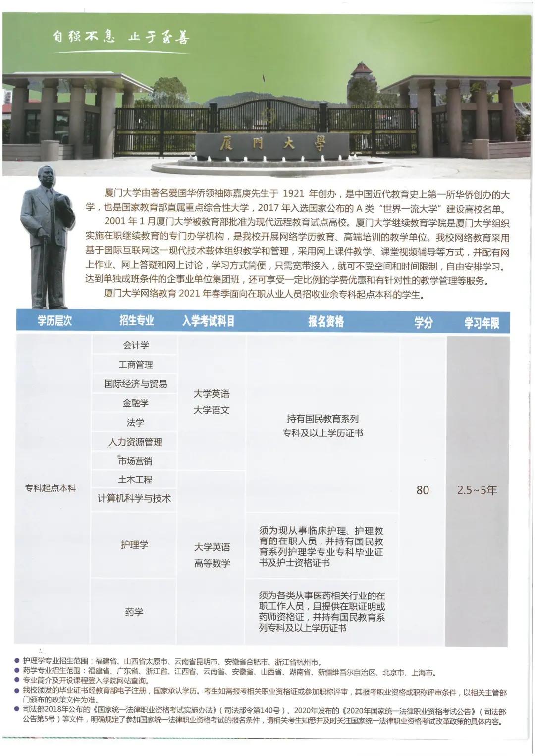 厦门大学网络教育本科有哪些专业,厦门大学网络教育报考