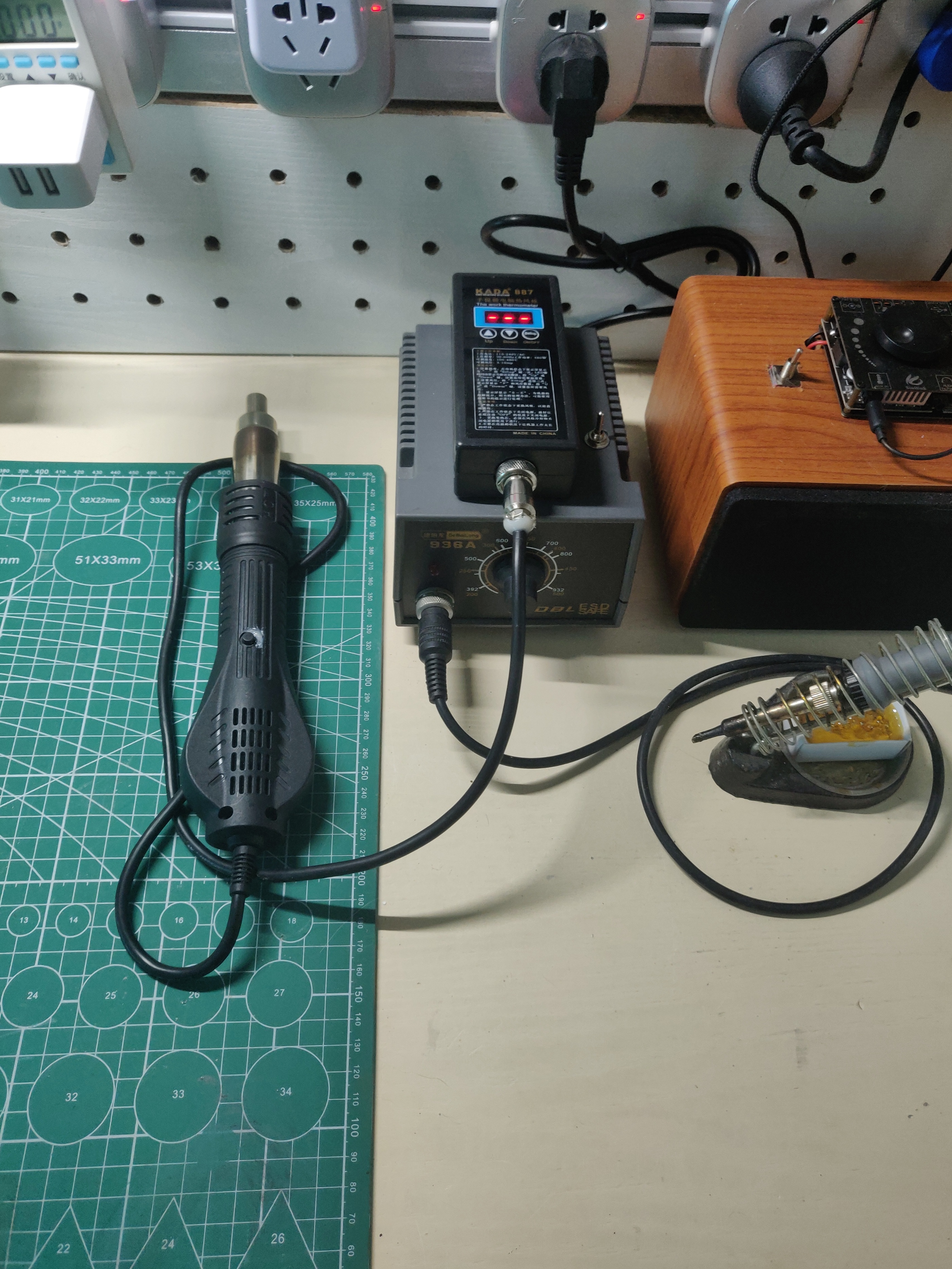 自制电烙铁吹风二合一焊台,电烙铁热风枪二合一拆机