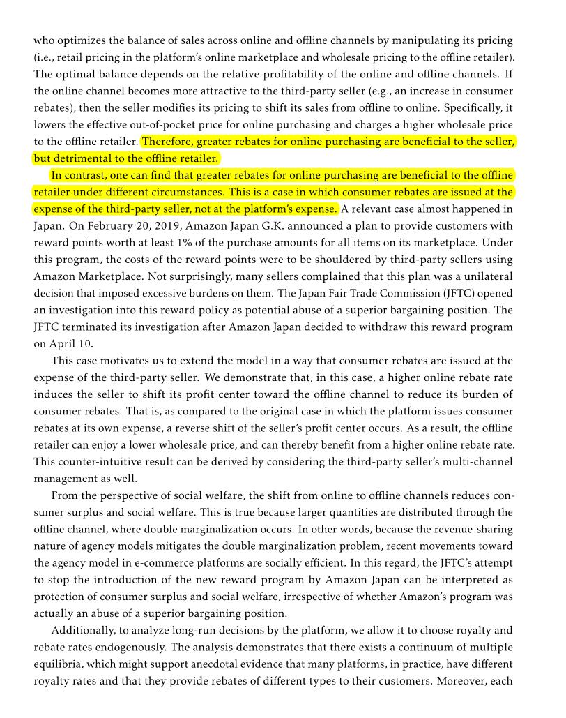 精读期刊论文《RebatesfromE-CommercePlatforms》引言及文献综述