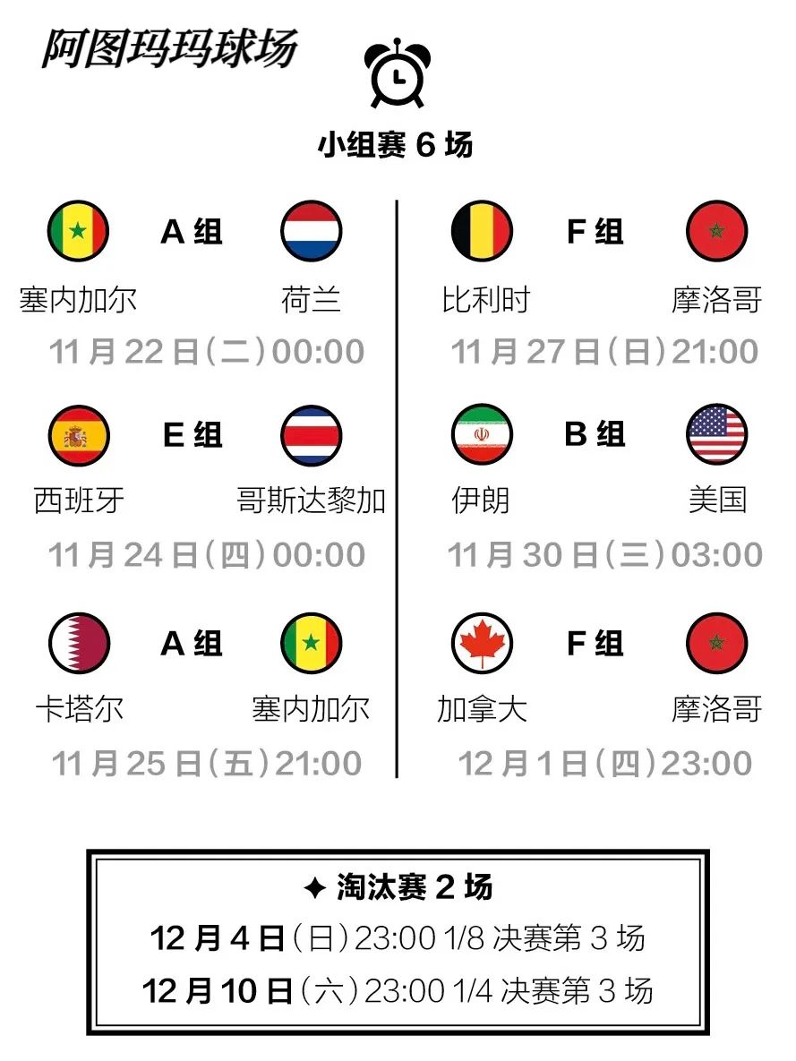 卡塔尔世界杯赛程表及球场,卡塔尔世界杯赛程表球场