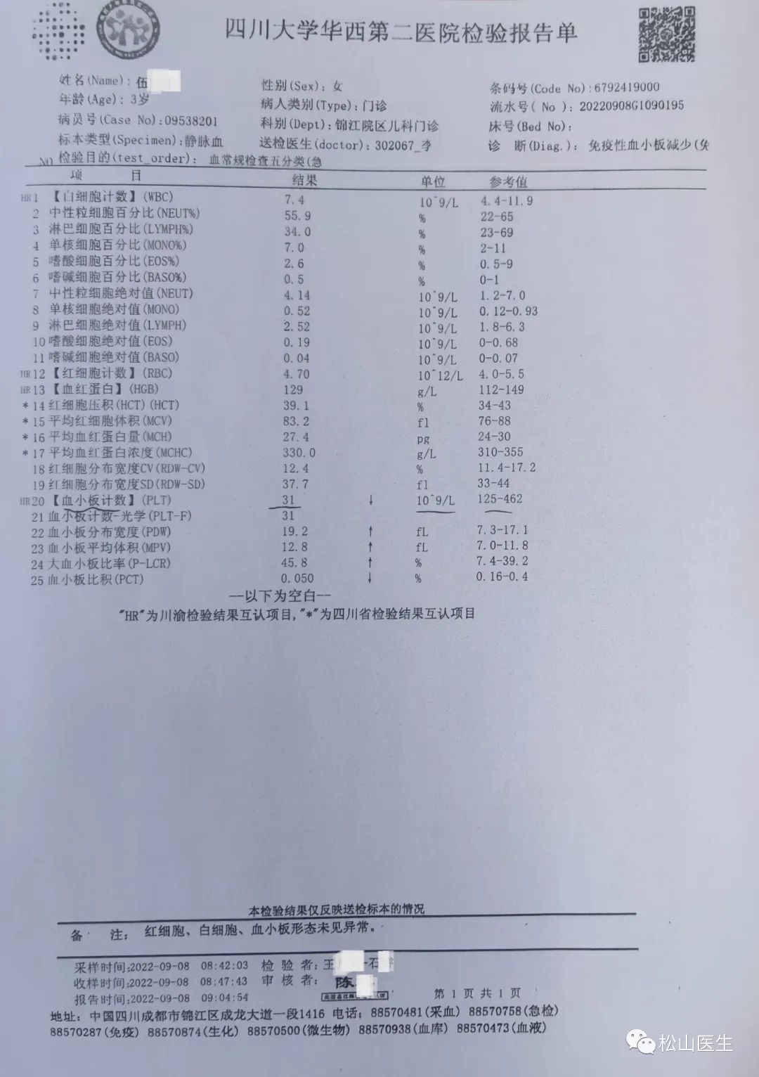松山医话全文,血小板低中医医案
