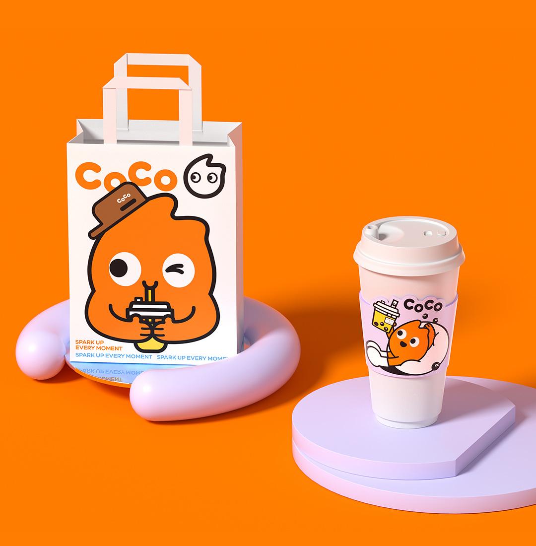 coco奶茶logo设计,coco茶饮标志