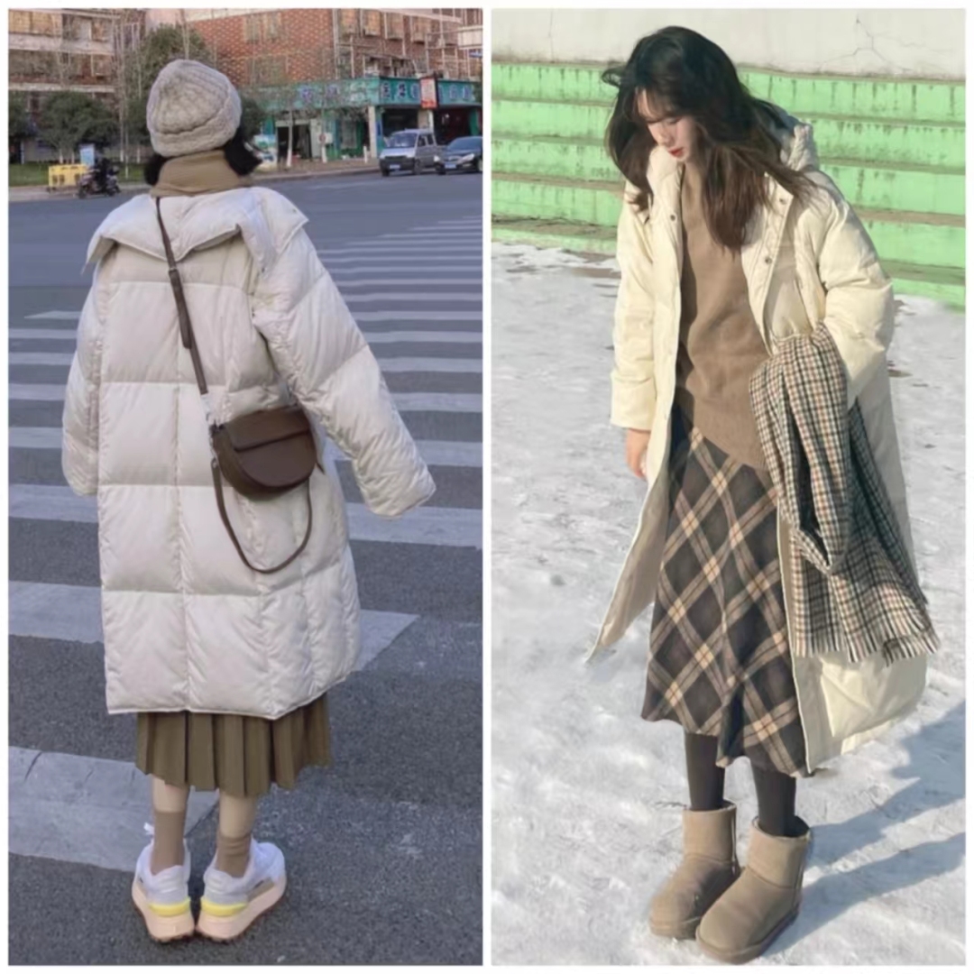 短款白色羽绒服的最佳搭配半身裙,羽绒服搭配哪些裙子才时髦