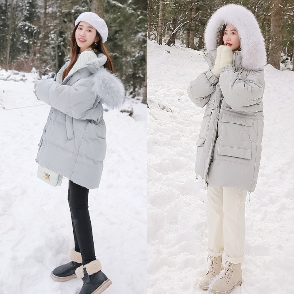 中年妈妈冬季宽松羽绒服搭配裙子,短款羽绒服搭配什么样的裙子好看