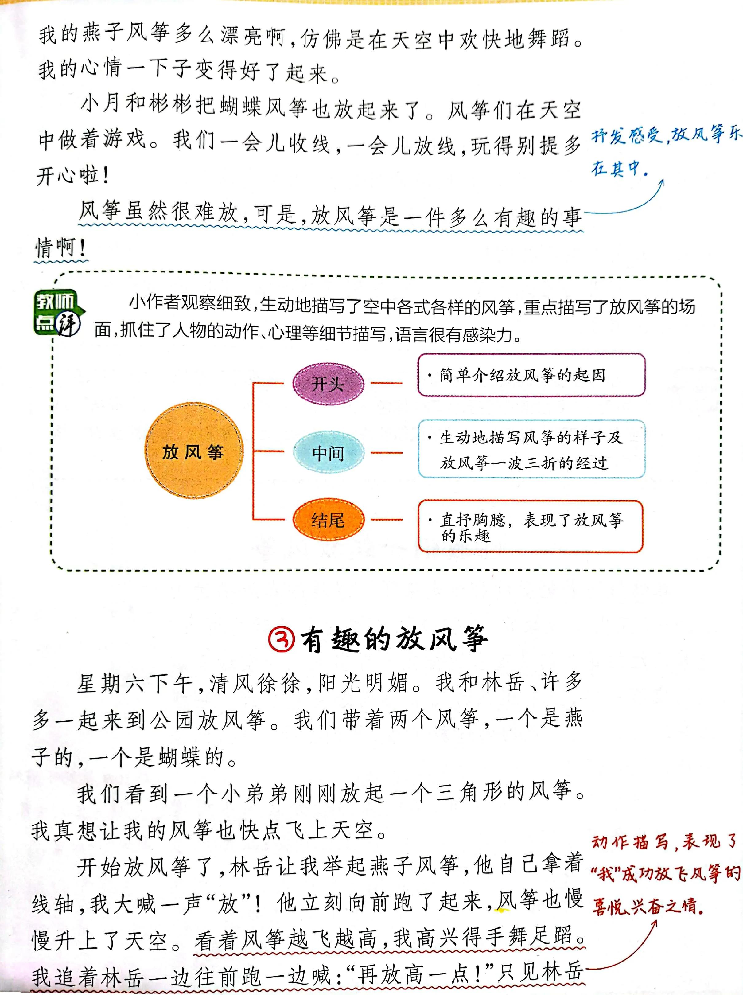 三年级第二单元作文放风筝100字,三年级下册第二单元放风筝400字
