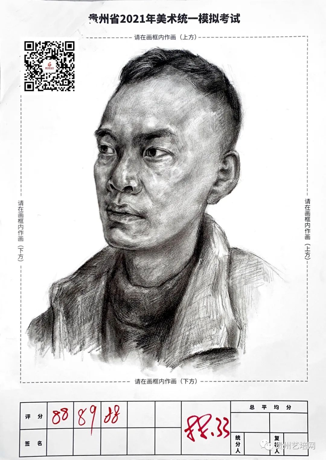 万人联考一模2024素描高分,一模静物素描高分卷