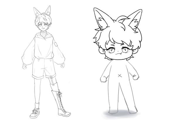 橙色动漫q版人物萌图马克笔手绘,画十二星座动漫人物q版超萌女孩