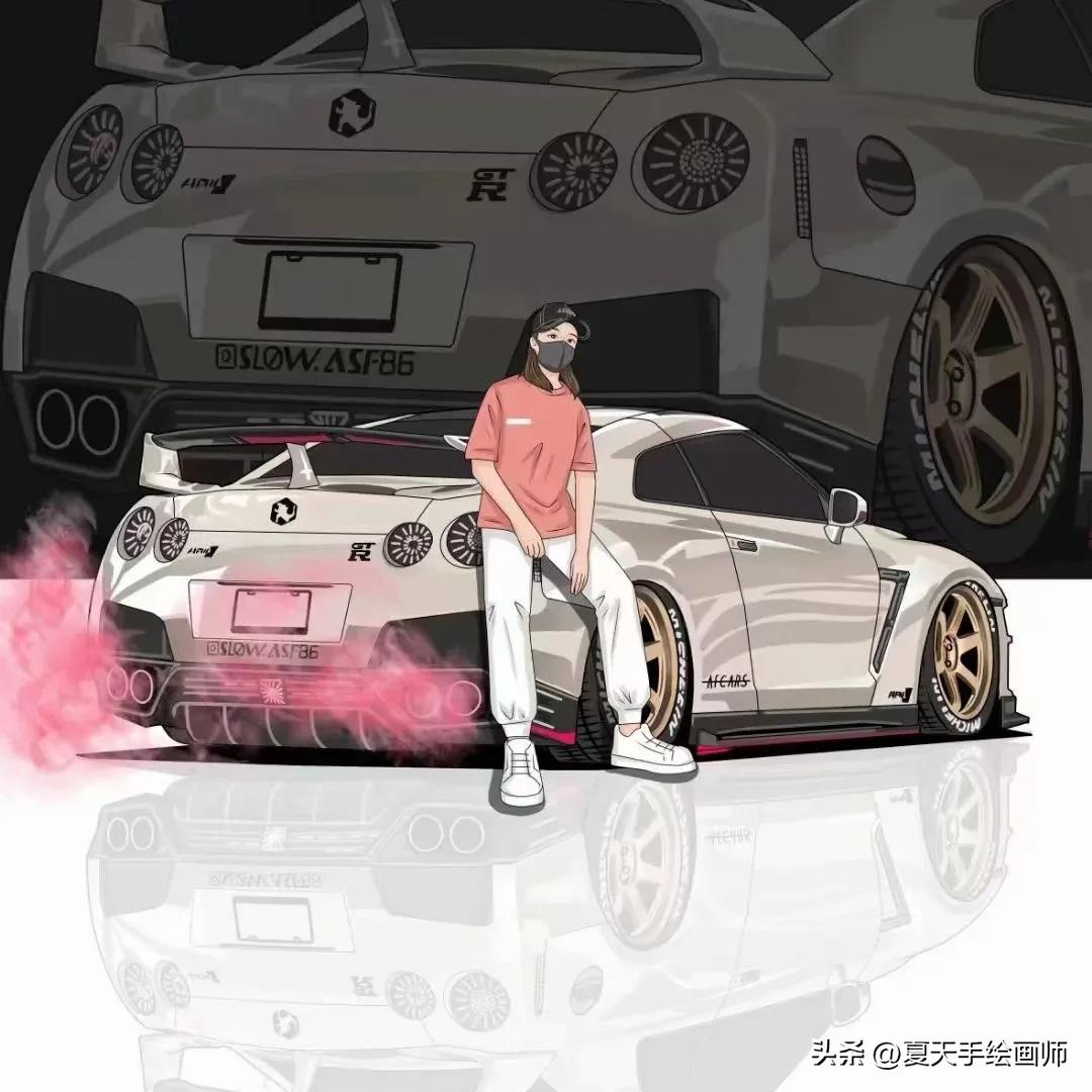手绘动漫汽车头像,汽车头像手绘