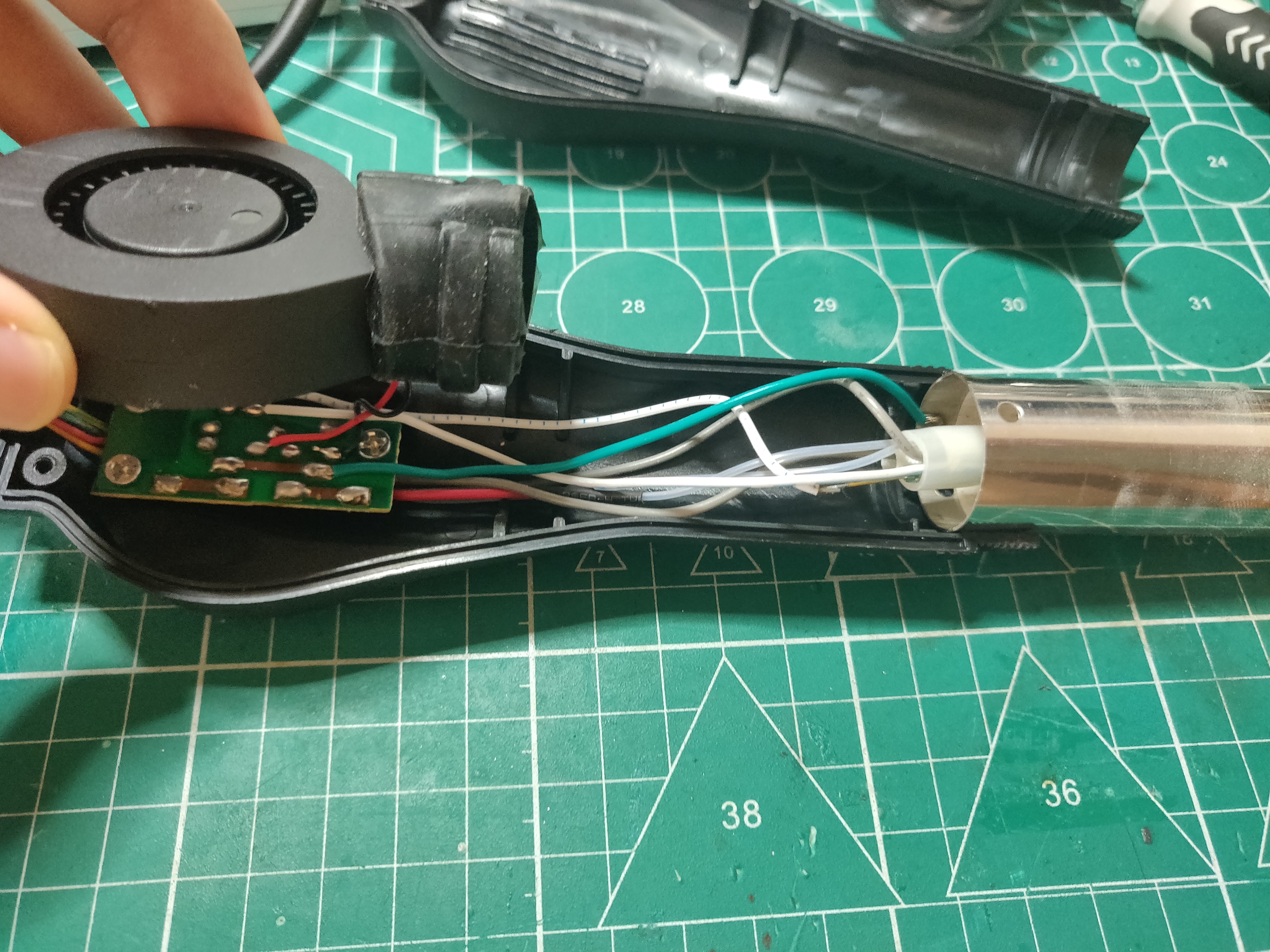 自制电烙铁吹风二合一焊台,电烙铁热风枪二合一拆机