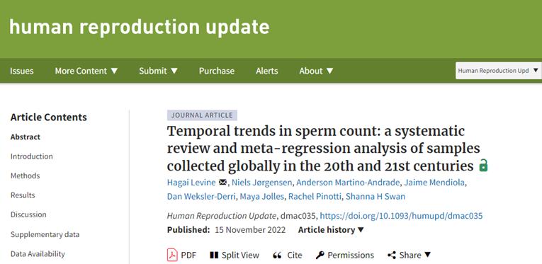 中国人精子数量下降了多少,2045年男性精子数量