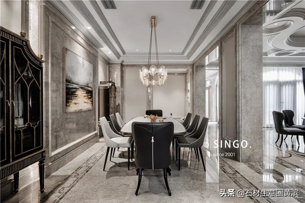 法式轻奢别墅大理石什么颜色好看,大理石法式轻奢