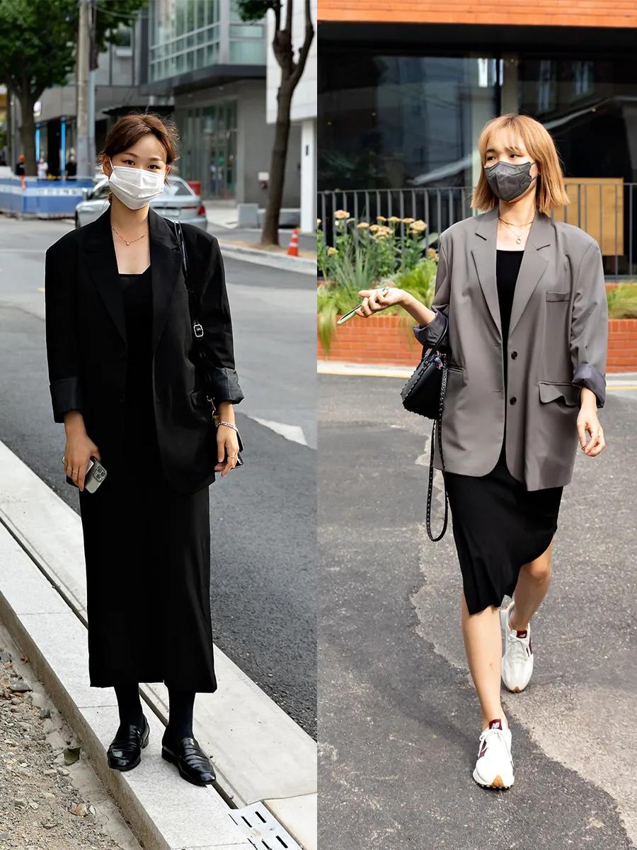 西装外套秋冬时尚街拍,冬季西装外套韩系穿搭推荐