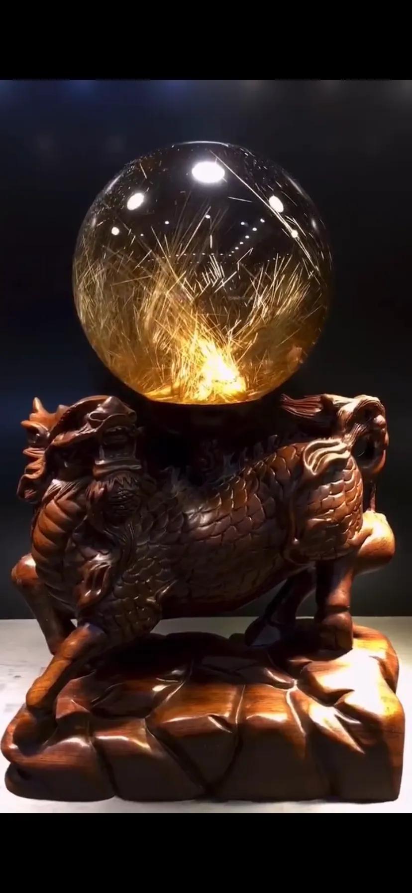 天然水晶原石超大摆件,天然水晶18寸黄色天然水晶球摆件