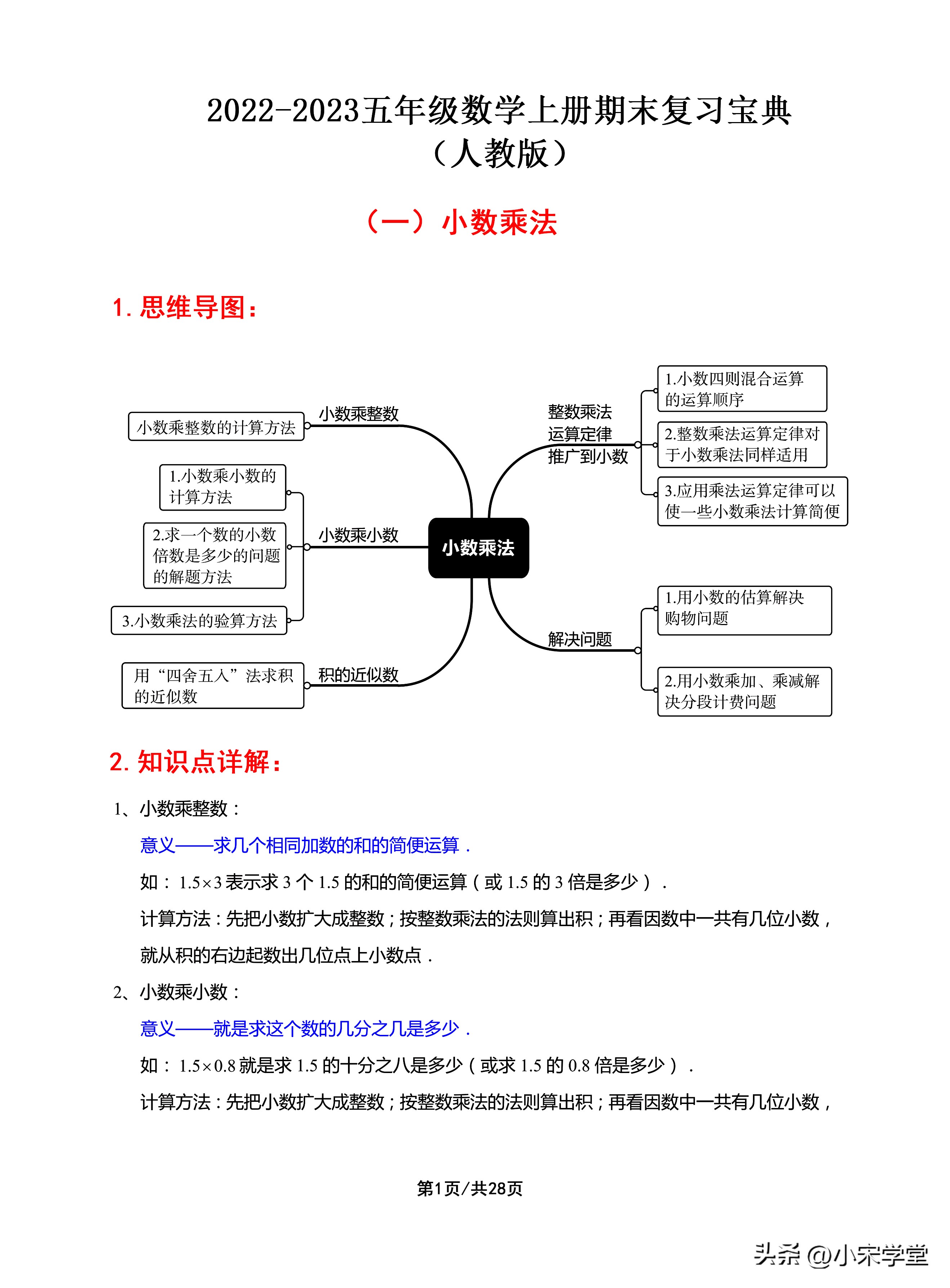 五年级下半学期数学重点知识概括,五年级上册数学知识点2020-2021