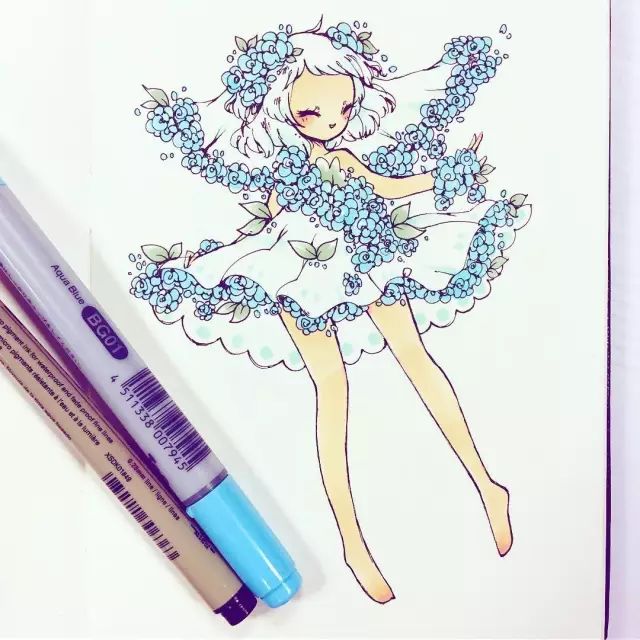 纸胶带做的小清新插画幼儿,胶带插画