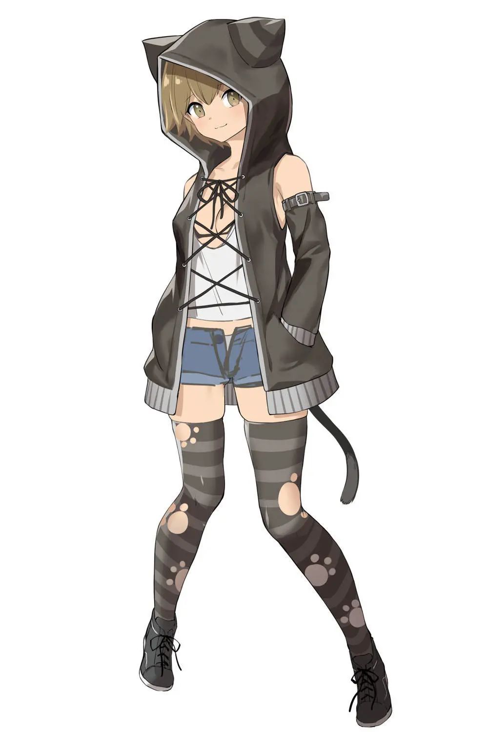 如何画出性感的服装-“连帽衫”的搭配搭配黑猫图案很酷