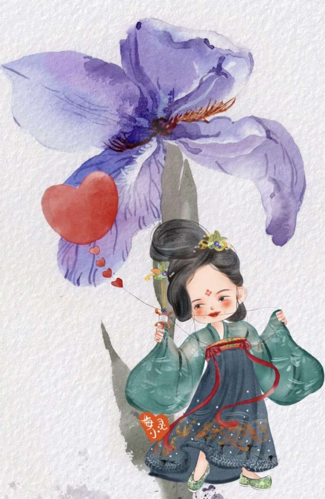 古风小插画q版萌可爱,可爱的古风人物插画