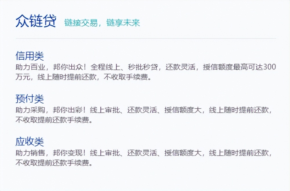 众邦银行“众链贷”具体的优势与特点是什么？