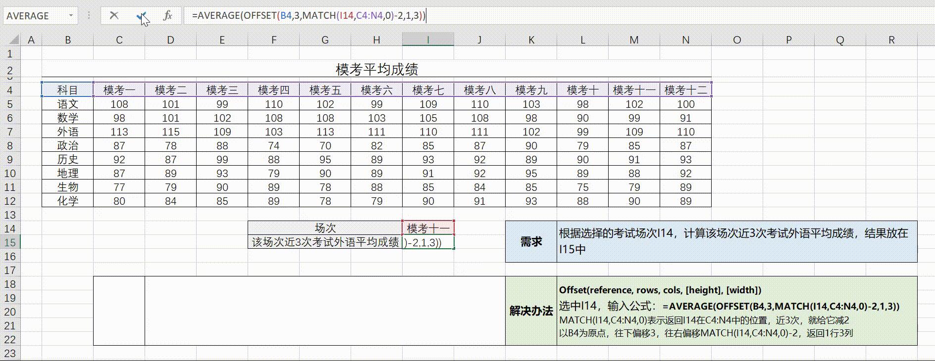 excel函数offset使用方法,excel中offset函数使用方法
