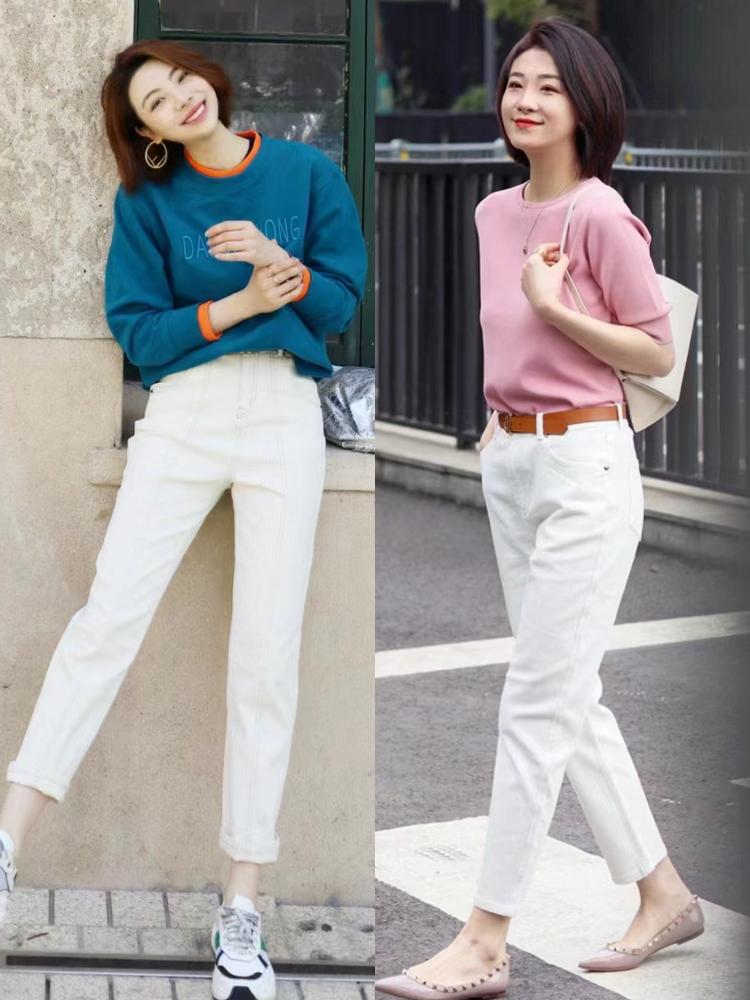 四个“白色”牛仔裤搭配思路，让你春天美得干净、整齐，还显年轻
