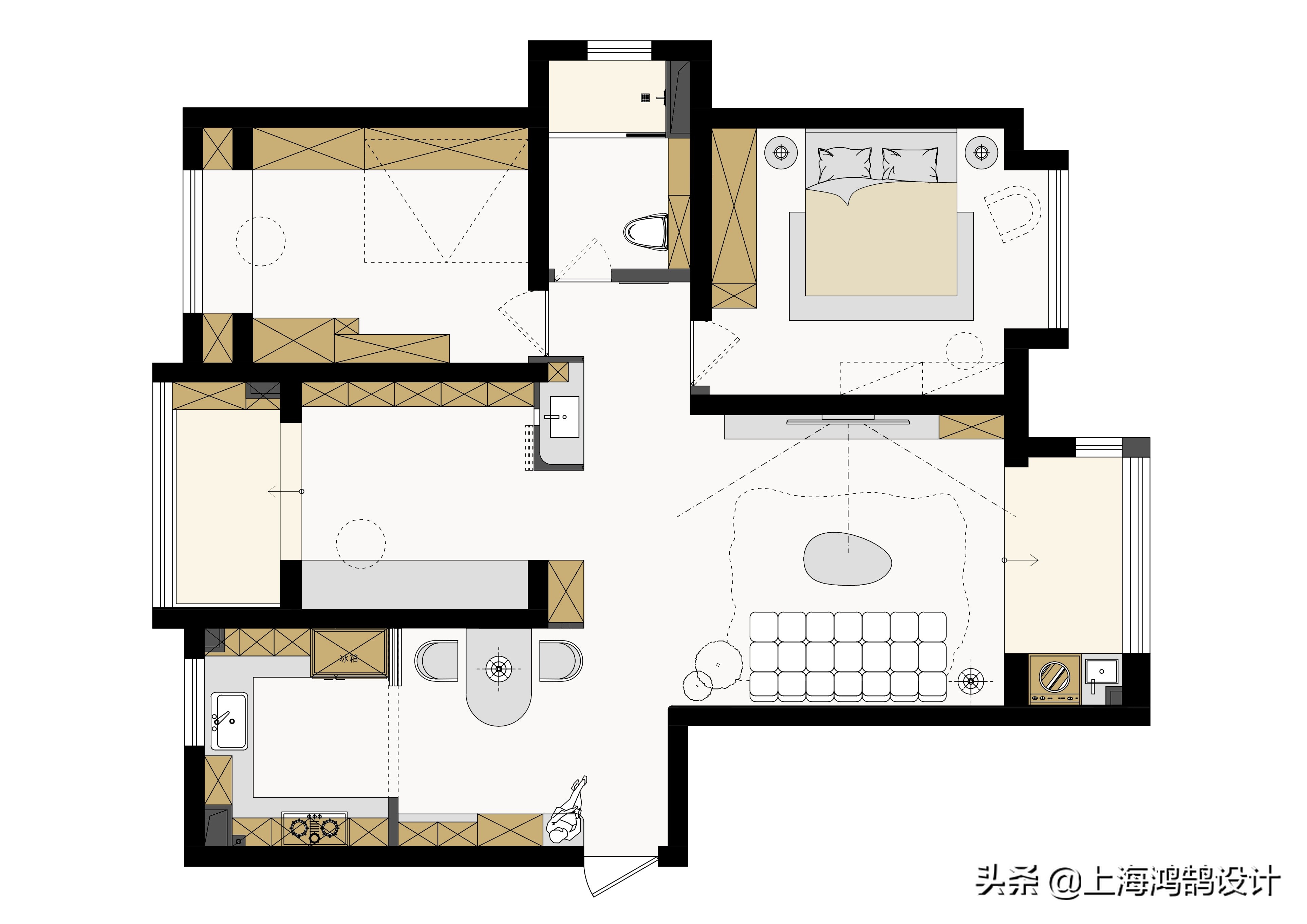 原木轻奢风格样板房,小户型原木风格样板间