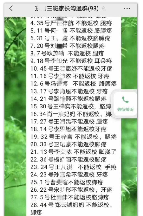 复学第一天,请假超半数,理由是各种痛,引全网围观