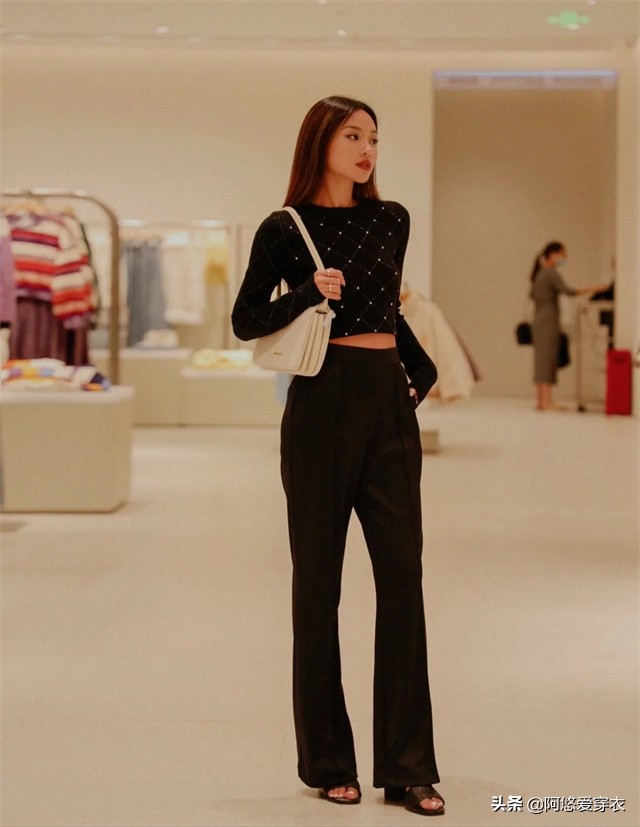 158微胖女生穿阔腿裤怎么搭配上衣,矮个子穿阔腿裤的最佳搭配