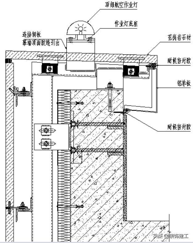 铝板幕墙安装细节,玻璃幕墙结构细节