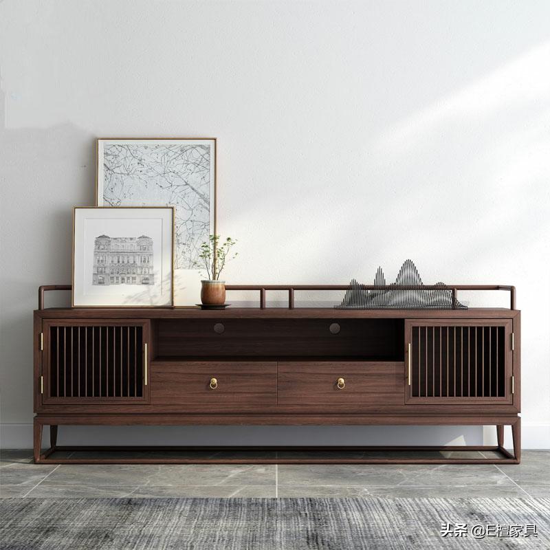 新中式电视柜两边放什么最好,新中式电视柜款式效果图