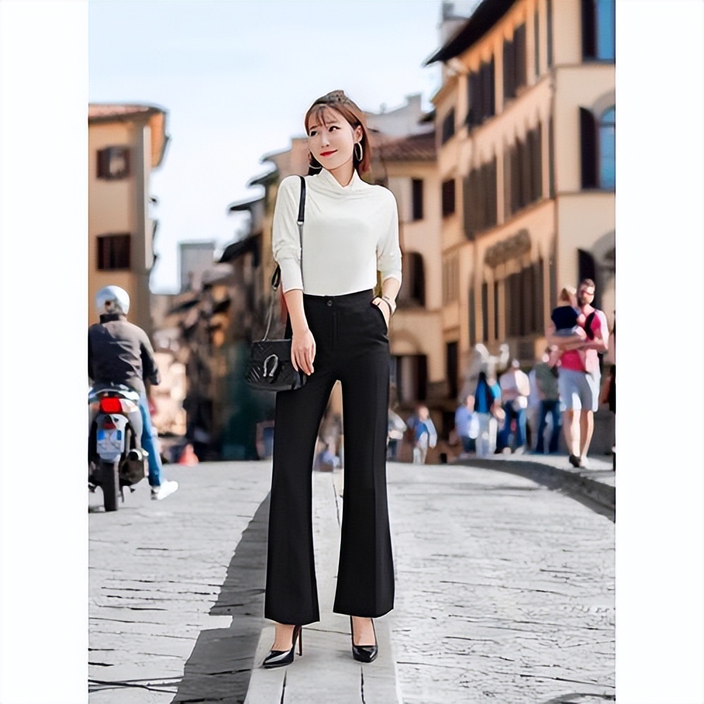 夏日裤装的搭配让你清凉又时尚,短款上衣搭配阔腿白裤子