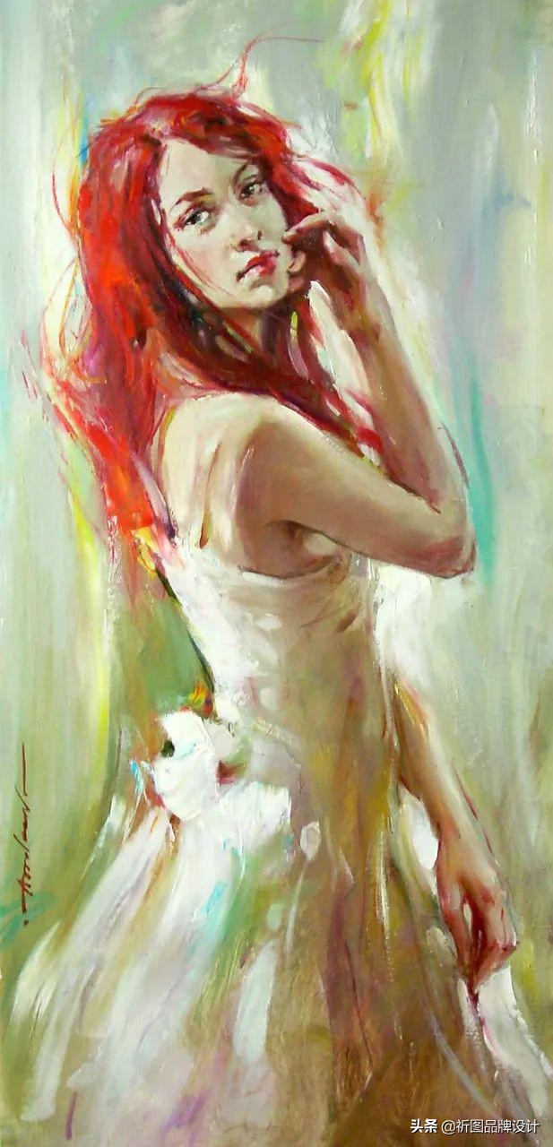 奔放狂野的舞者被安德鲁用画笔表现出来，腰窝突显的美背人体油画