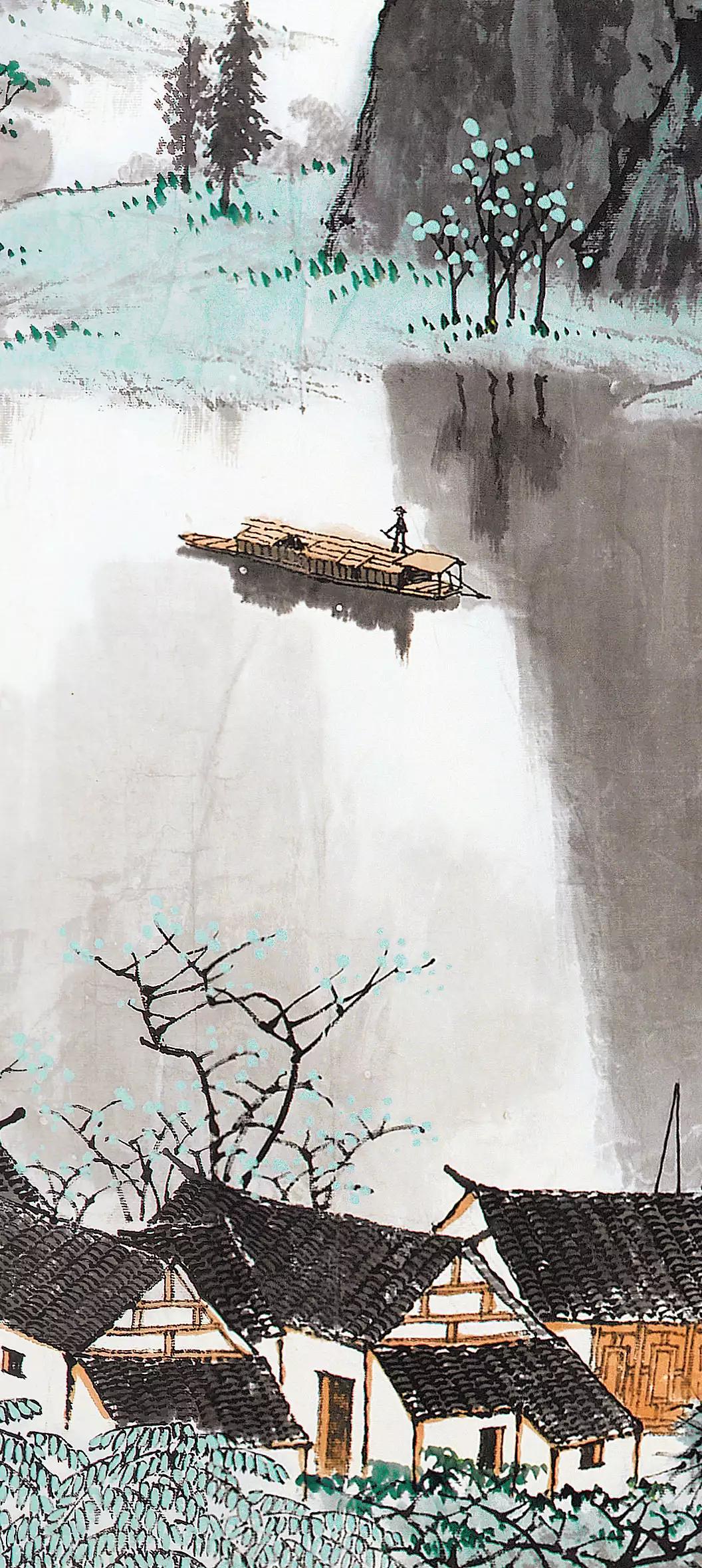 现代山水画名家竖幅作品欣赏,寓意好的庭院名家山水画欣赏